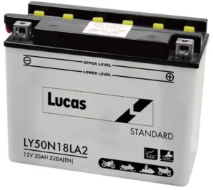LUCAS 12V MOTORCYCLE BATTERY WITH ACID PACK LY50N18LA2
