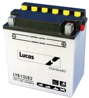 LUCAS 12V MOTORCYCLE BATTERY WITH ACID PACK LYB10LB2