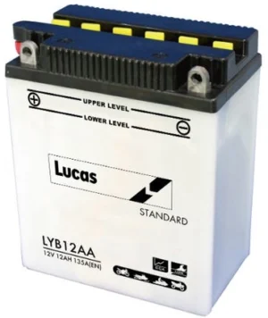 LUCAS 12V MOTORCYCLE BATTERY WITH ACID PACK LYB12AA
