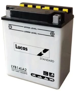 LUCAS 12V MOTORCYCLE BATTERY WITH ACID PACK LYB14LA2