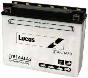 LUCAS 12V MOTORCYCLE BATTERY WITH ACID PACK LYB16ALA2