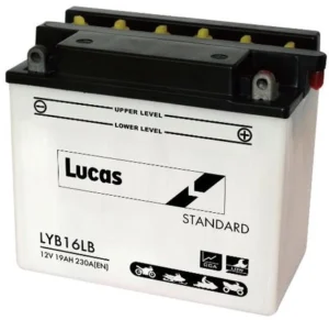 LUCAS 12V MOTORCYCLE BATTERY WITH ACID PACK LYB16LB