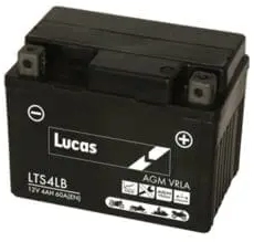 LUCAS 12V SEALED MOTORCYCLE BATTERY LTS4LB