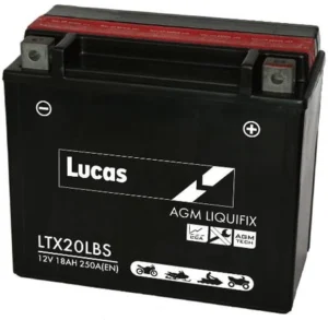 LUCAS 12V SEALED MOTORCYCLE BATTERY WITH ACID PACK LTX20LBS
