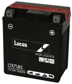 LUCAS 12V SEALED MOTORCYCLE BATTERY WITH ACID PACK LTX7LBS