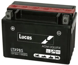 LUCAS 12V SEALED MOTORCYCLE BATTERY WITH ACID PACK LTX9BS