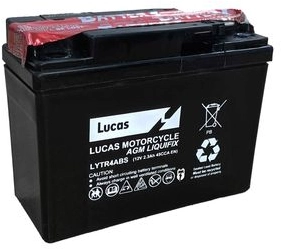 LUCAS 12V SEALED MOTORCYCLE BATTERY WITH ACID PACK LYTR4ABS