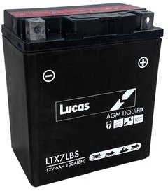 LUCAS 12V SEALED MOTORCYCLE BATTERY WITH ACID PACK LYTX7LBS