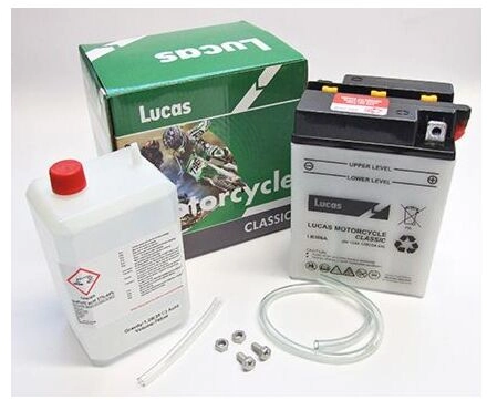 LUCAS 6V MOTORCYCLE BATTERY WITH ACID PACK LB386A