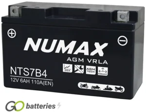 NUMAX 12V SEALED MOTORCYCLE BATTERY NTS7B4