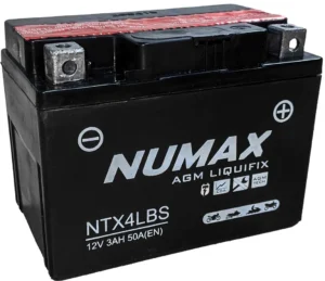 NUMAX 12V SEALED MOTORCYCLE BATTERY WITH ACID PACK NTX4LBS