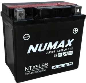 NUMAX 12V SEALED MOTORCYCLE BATTERY WITH ACID PACK NTX5LBS