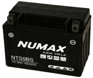 NUMAX 12V SEALED MOTORCYCLE BATTERY WITH ACID PACK NTX9BS